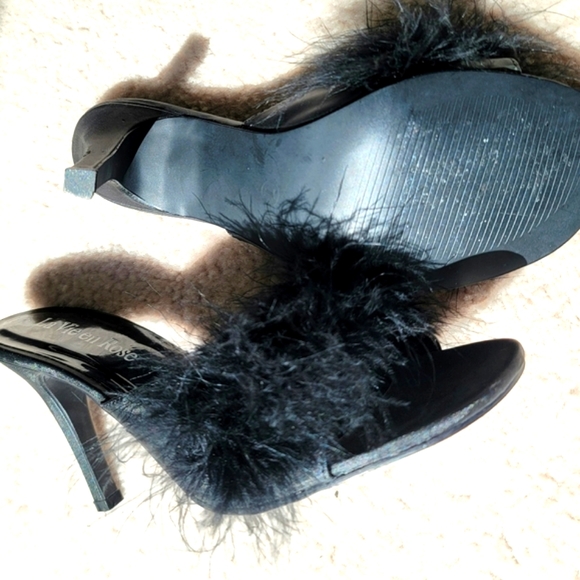 Vintage La Vie en Rose Boudoir Feather Slippers Size 7 - Picture 4 of 6